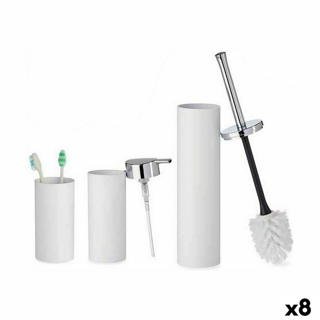 Bath Set White Plastic (8 Pieces)