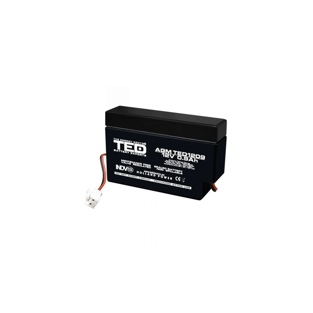 Batteria AGM VRLA 12V 0,9A dimensioni 96mm x 25mm x h 62mm con cavo TED Battery Expert Olanda TED003058 (40)