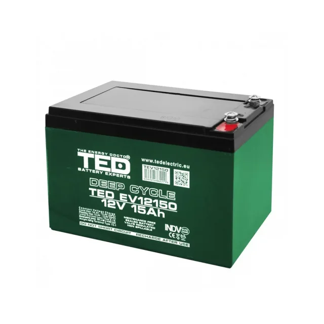 Batteria AGM VRLA 12V 15A Ciclo profondo 151mm X 98mm xh 95mm per veicoli elettrici M5 Esperto di batterie TED Olanda TED003775 (4)