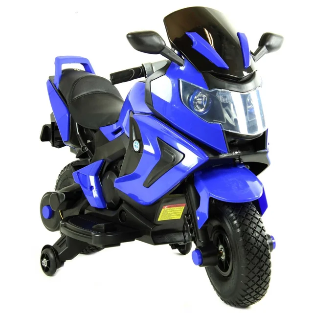 Batteridriven motorcykel för barn 2 x 45 pumpade läderhjul MOTO-M-7-AIR-NIEBIESKI