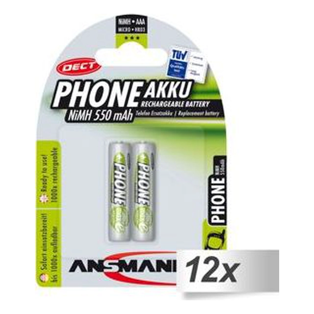 Batterie AAA pour téléphone Ansmann / R03 550mAh 24 pcs.