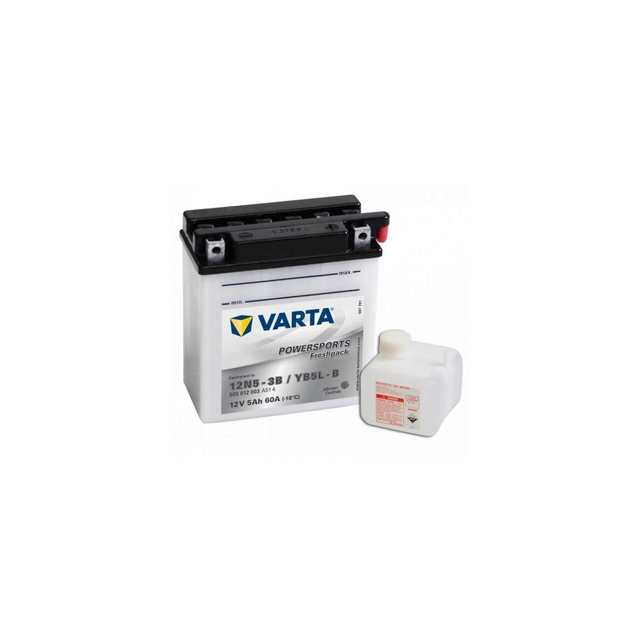 Batterie moto 12V 5A taille 121mm x 61mm x h131mm code 505012003 Varta