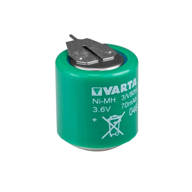 Batterie Ni-MH V3/80H-SLF1/1 avec 2 broches +/-16,5mm x h 18,5 3,6V 80mA