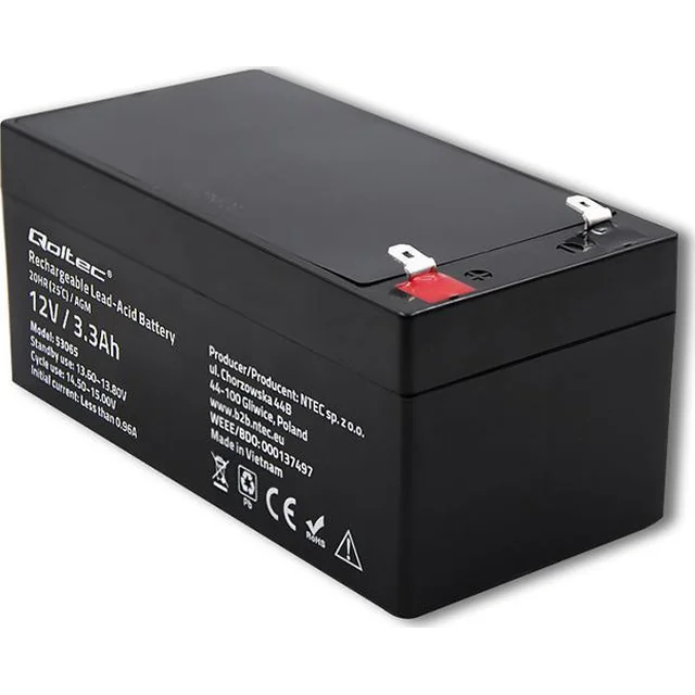 Batterie Qoltec AGM Qoltec 12V 3.3Ah HQ (53065)