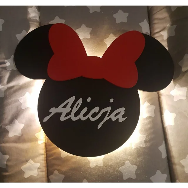 Battery-operated LED mouse night lamp with name