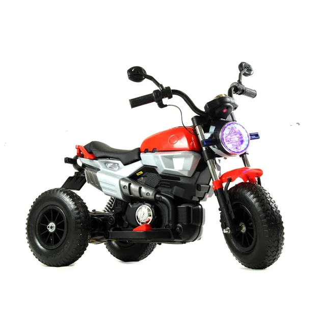 Battery powered motor, pumped wheels, leather shifter, MOTO-L-6-AIR-CZERWONY