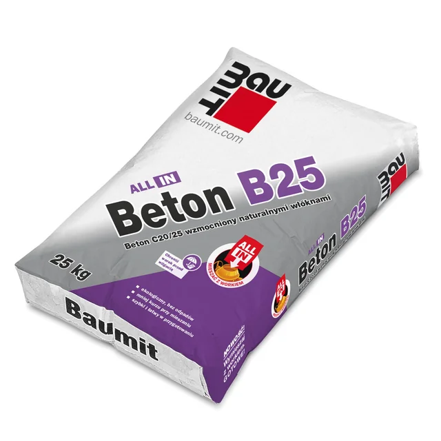 Baumit ALL IN mélange sec Béton B25 30 kg (mélange avec un sac), béton C20/25 armé de fibres naturelles