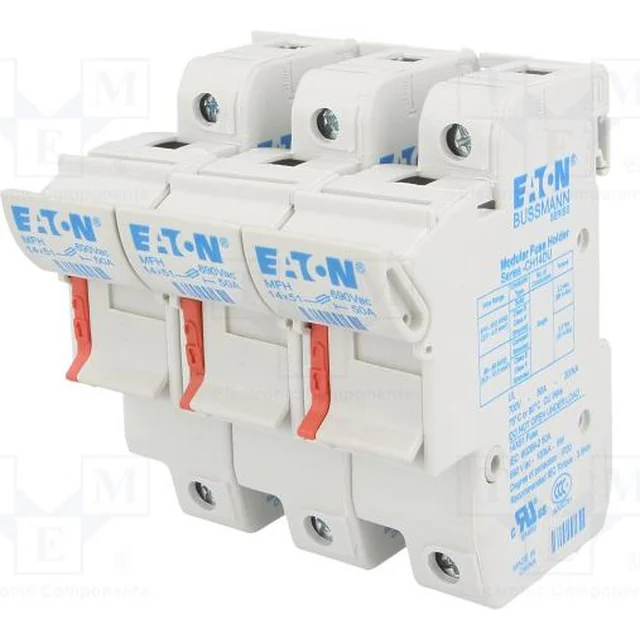 Baza inserție cilindrică Eaton 14 x 51mm, 3P 50A 690V AC (CH143DU)