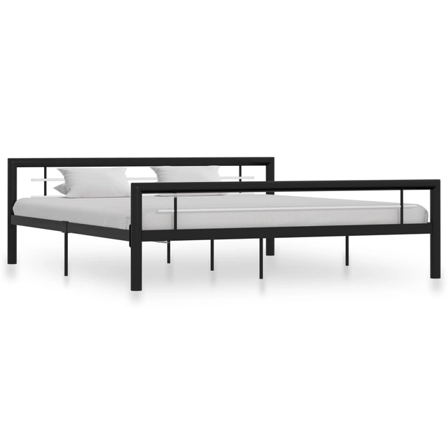 Bed frame, black and white, metal, 180x200 cm