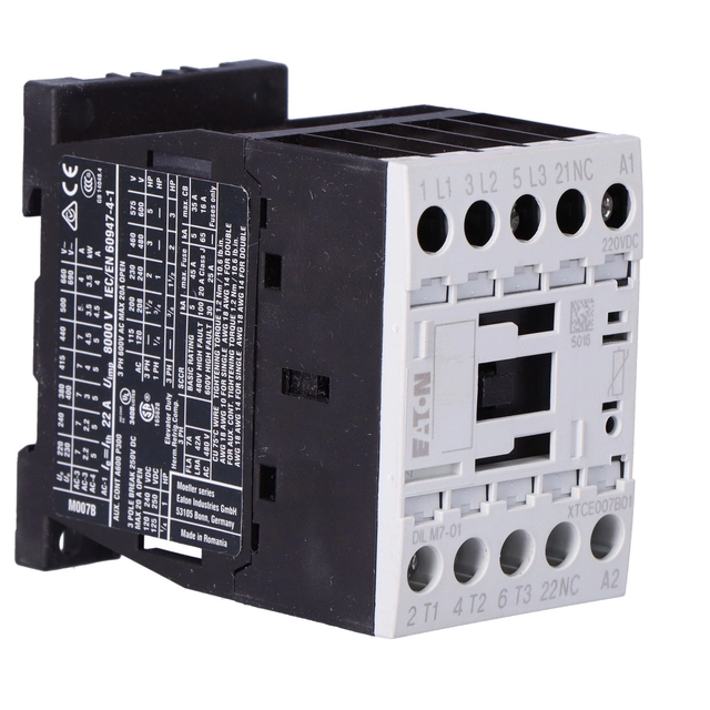 power contactor,I=7A [AC-3] 0Z 1R DILM7-01(220VDC)