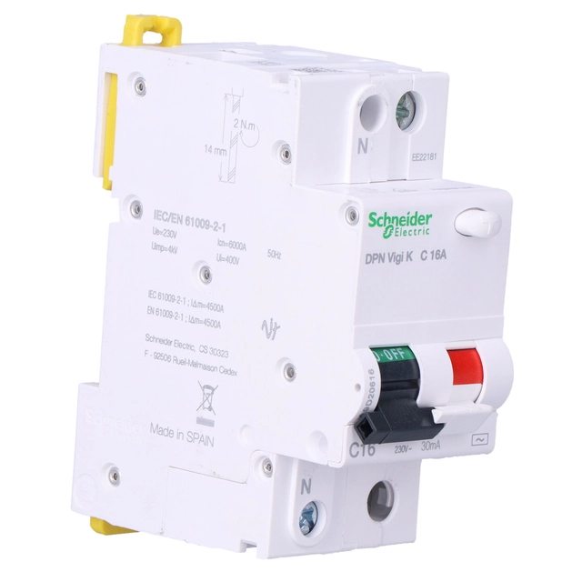 Residual current circuit breaker with overcurrent element DPNVigiK-C16-30-AC c 16A 1N-biegunowy 30 mA AC type