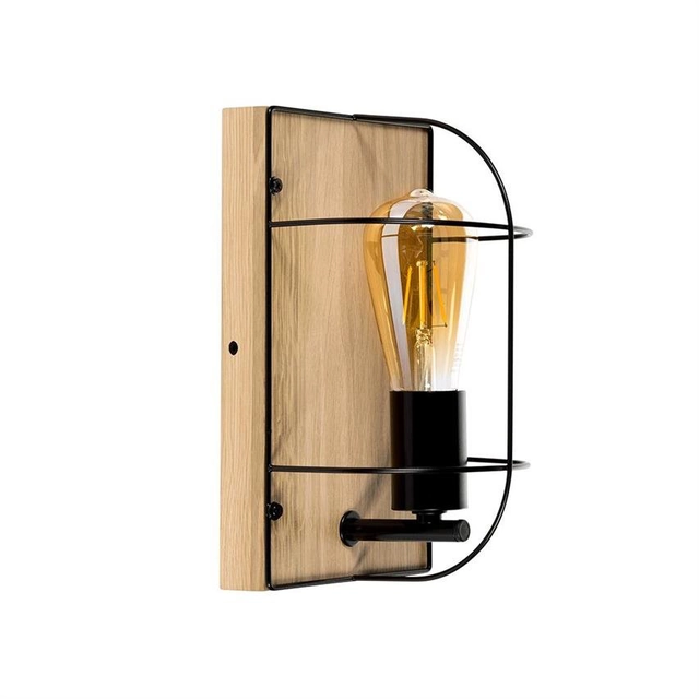 Netuno Wall lamp 1xE27 Max 15W LED Oiled Oak / Black Britop