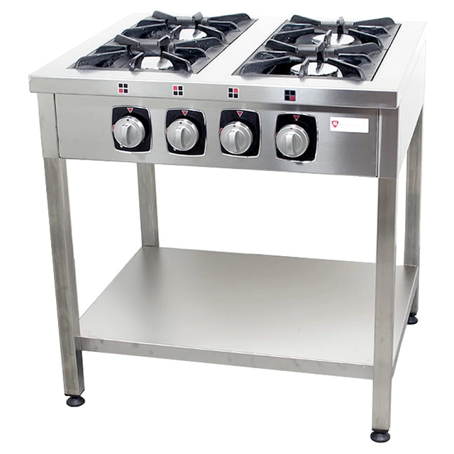 Gas cooker | free-standing | 4 burners | with shelf | gastronomic | professional | 28kW