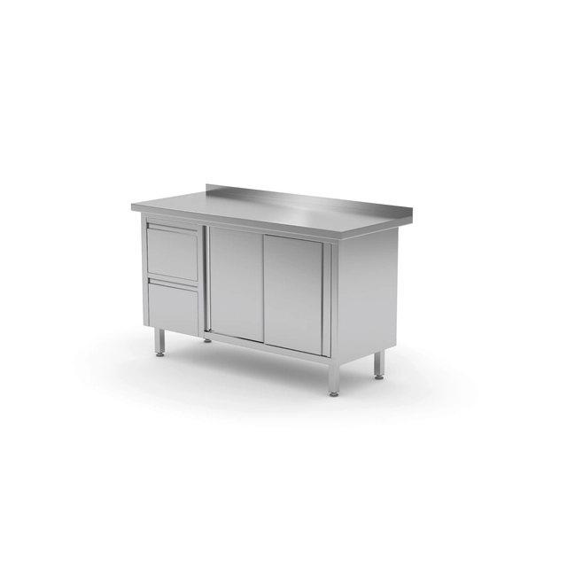 Wall table cabinet with two drawers and sliding doors - drawers on the left side | 1800x700x850 mm