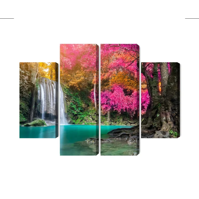 Beautiful Forest Waterfall Multi-part Painting