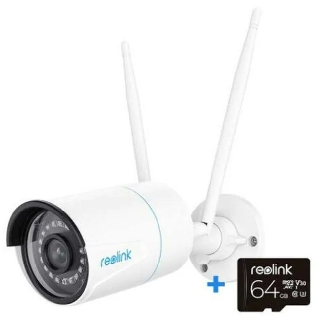 Belaidė IP kamera 5MP, IR 30m, objektyvas 4mm, Wi-Fi, PoE, mikrofonas, IP67, kortelė 64GB - ReoLink W320