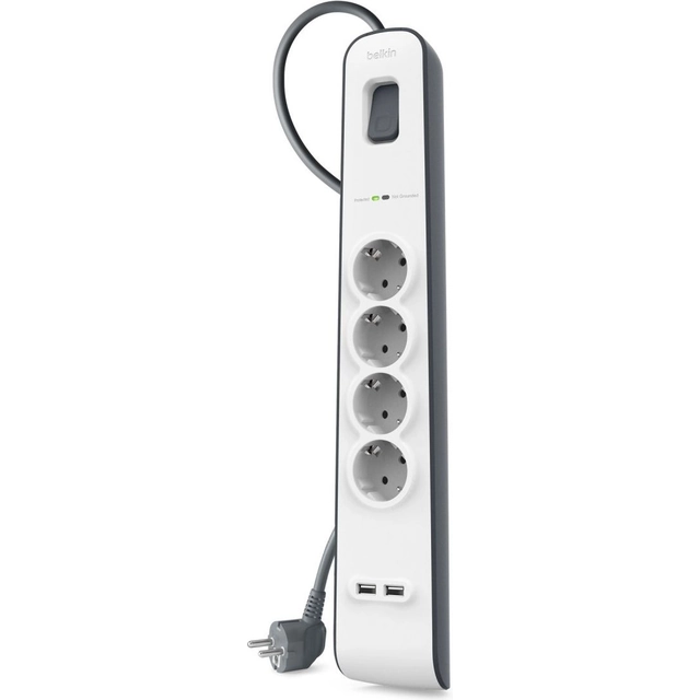 Belkin surge protection power strip 4 sockets 2 m white and gray (BSV401VF2M)
