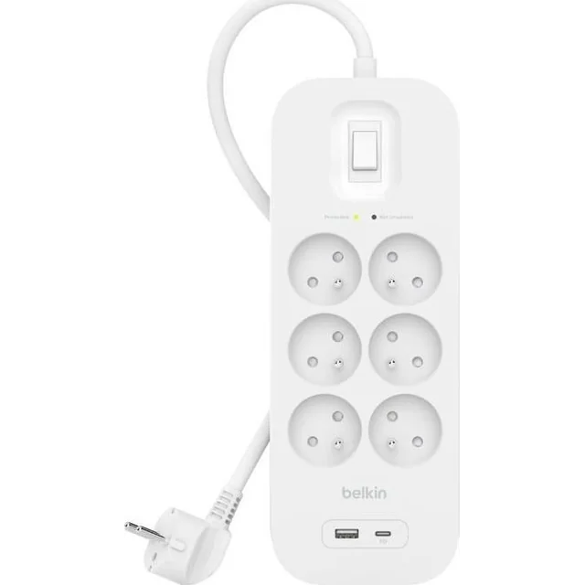 Belkin SurgePlus overspændingsbeskyttelse strømskinne 6 stik 2 m hvid (SRB002ca2M)