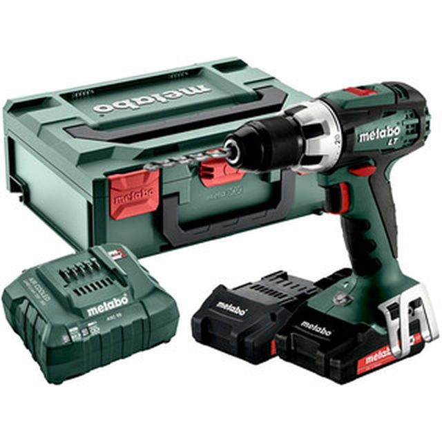 Berbequim sem fio compacto Metabo BS 18 LT com mandril 18 V | 34 Nm/60 Nm | Escova de carvão | 2 x 2 Ah bateria + carregador | em metaBOX