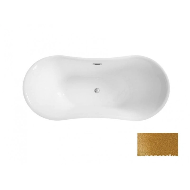 BESCO Amber Glam Badewanne, Gold, 170x80cm Chrom, + weiße Abdeckungen