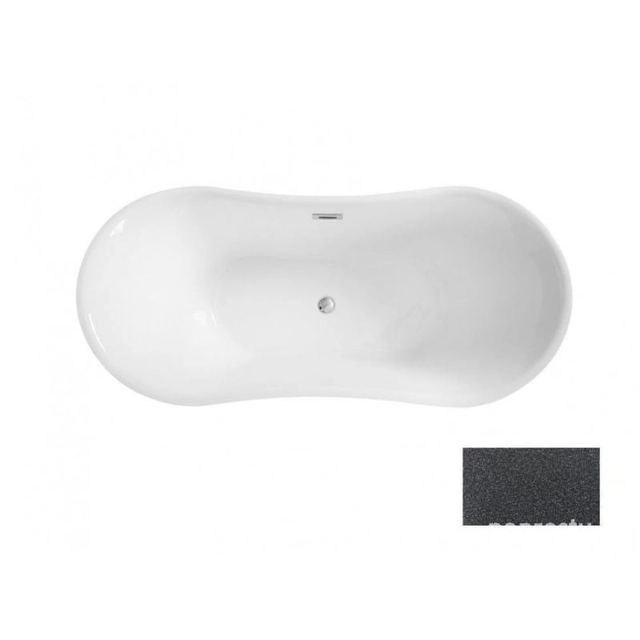 BESCO Amber Glam graphite bathtub, 170x80cm chrome + graphite covers