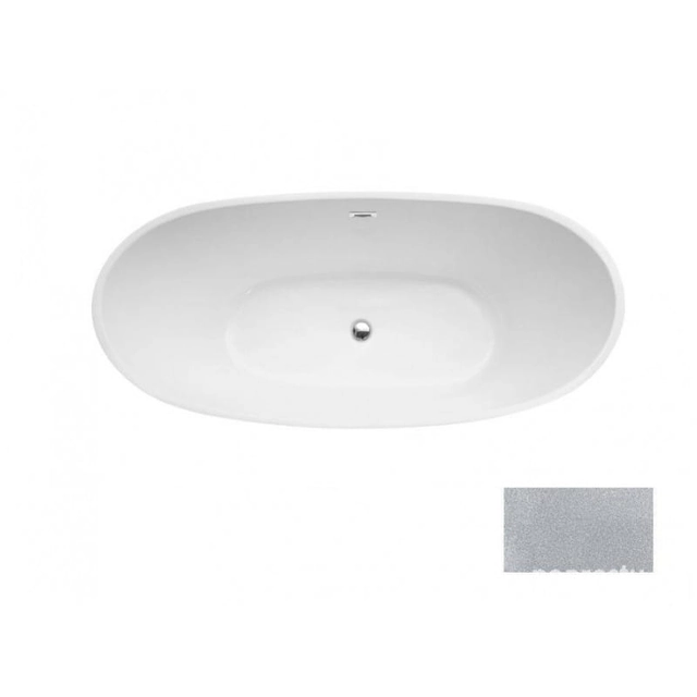 BESCO Ayla Glam silberne Badewanne, 170x80cm Chrom + schwarze Abdeckungen