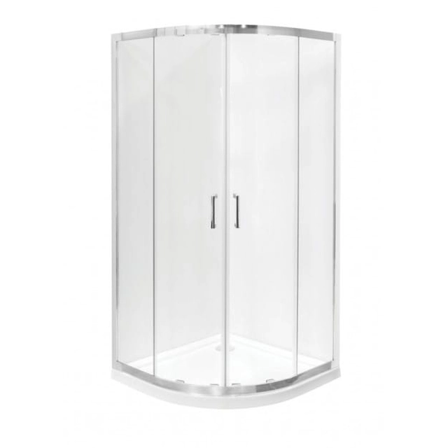 Besco Cabina de ducha semicircular moderna 80x80x185 vidrio transparente - 5% DESCUENTO adicional con código BESCO5