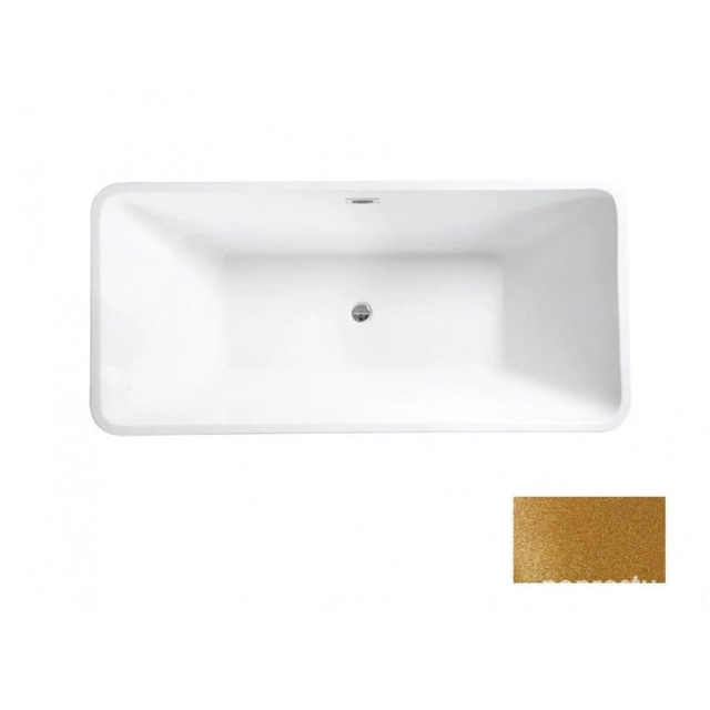 BESCO Evita Glam bathtub, gold, 160x80cm chrome + graphite covers