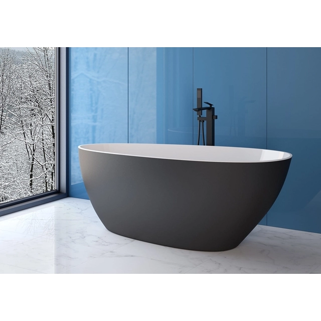 Besco Goya Freestanding Bathtub Matt Black & White 160 + gold click-clack - additional 5% DISCOUNT with code BESCO5