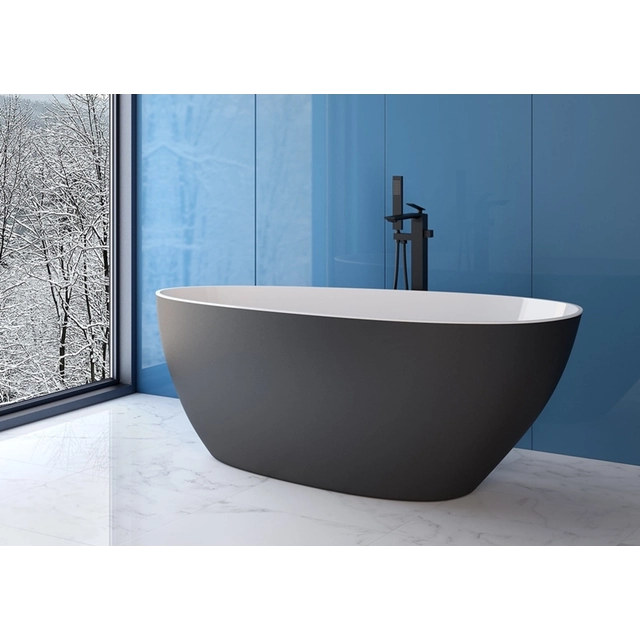 Besco Goya freistehende Badewanne Mattschwarz und Weiß 140 + Graphit-Klick-Klack – zusätzlicher 5% RABATT mit dem Code BESCO5