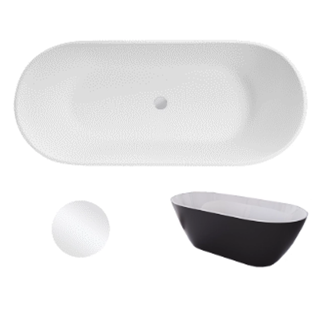 Besco Moya Black&White brīvi stāvoša vanna 160 + balts klikšķis, kas notīrīts no augšas - papildus 5% Atlaide kodam BESCO5