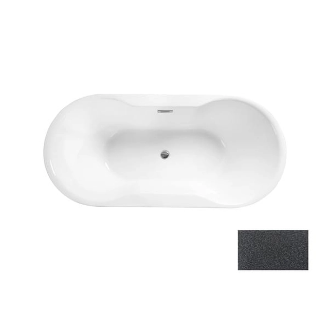 BESCO Navia Glam bathtub, graphite, 140x75cm chrome + white covers