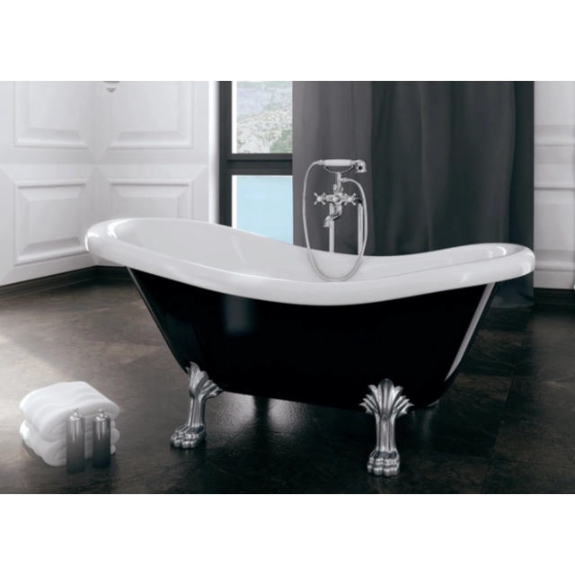 BESCO Otylia fürdőkád fekete-fehér 160x77cm+nogi arany