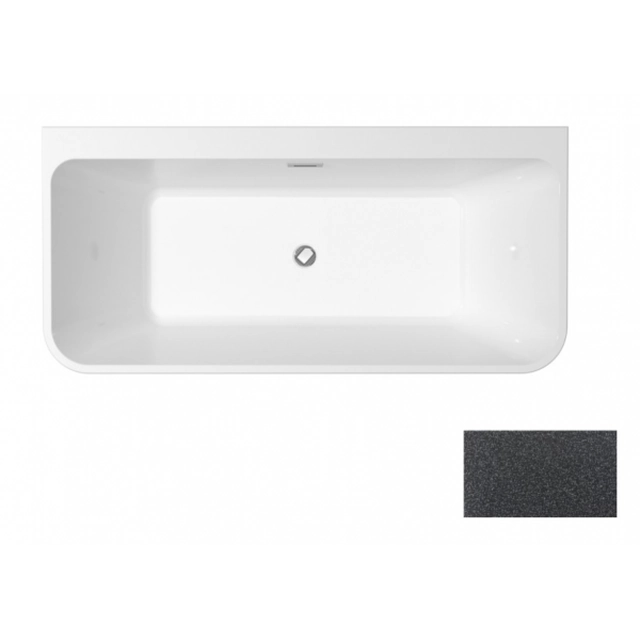 BESCO Varya Glam graphite bathtub, 170x80cm chrome + white covers