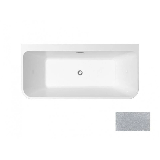 BESCO Varya Glam silberne Badewanne, 170x80cm Chrom + Goldabdeckungen