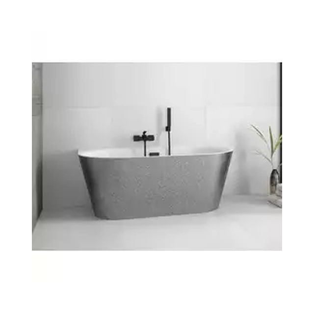 BESCO Vica Glam bathtub, srebrny150x80cm chrome + gold covers
