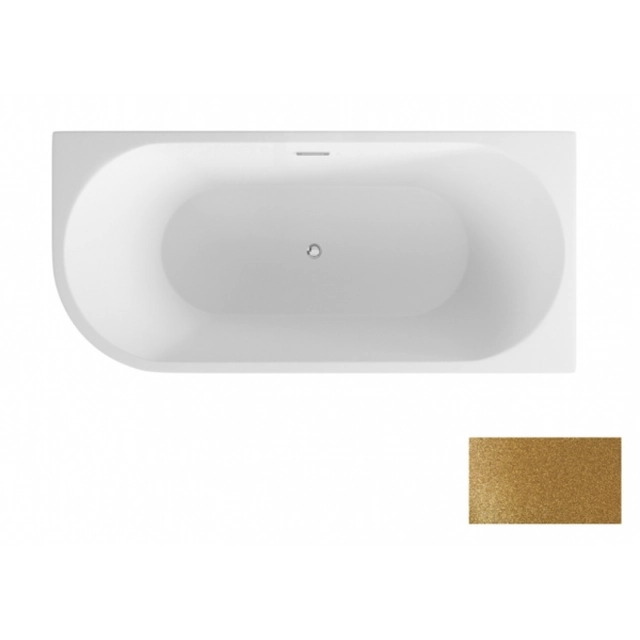 Besco Zoya Glam bathtub, gold, right, 150x75cm chrome + gold covers