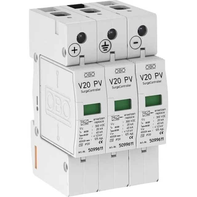 Bettermann Ogranicznik przepięć PV 600V DC tipas 2 C 3P 20kA 2,6kV V20-C 3PH-600 5094605