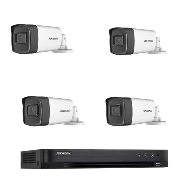 Bewakingskit 4 buitencamera's FULL HD Hikvision 40m infrarood en DVR 4 Hikvision-kanalen