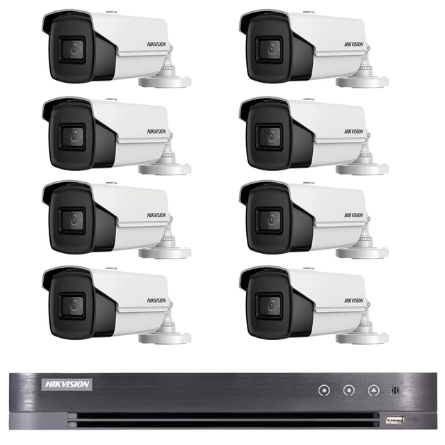 Bewakingssysteem 8 Hikvision-camera's 8MP 4 in 1 IR60m, DVR 8 kanalen 8MP 4K