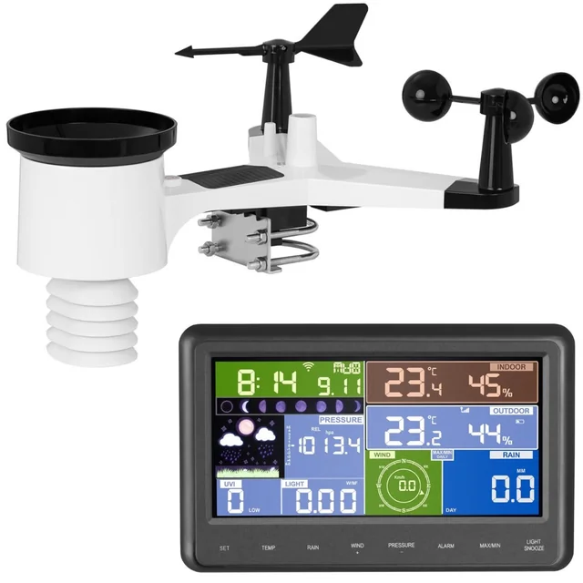 Bezprzewodowa stacja meteorologiczna pogodowa solarna LCD WiFi 100m