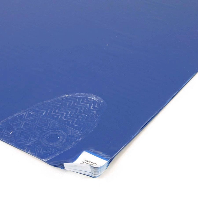 Blue adhesive disinfection decontamination mat FLOMA Sticky Mat - length 90 cm and width 115 cm - 60 sheets
