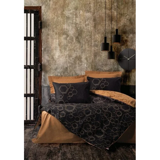 Biancheria da letto in cotone COPPER, 160 x 220 cm, rame, nero