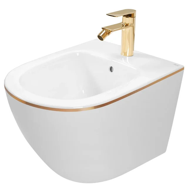 Bidet podwieszany Rea Carlo Mini White Gold Edge