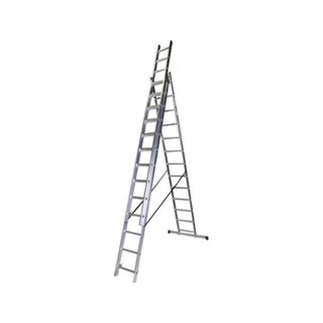 Bisonte driedelige multifunctionele ladder 3 x 13 graden | 9,25 m | Aluminium