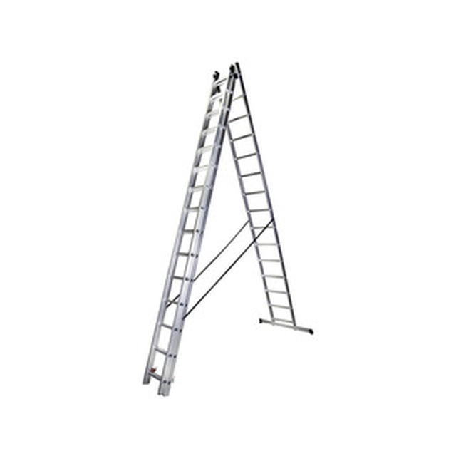 Bisonte driedelige multifunctionele ladder 3 x 15 graden | 10,9 m | Aluminium