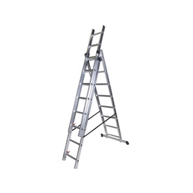 Bisonte driedelige multifunctionele ladder 3 x 8 graden | 5,03 m | Aluminium