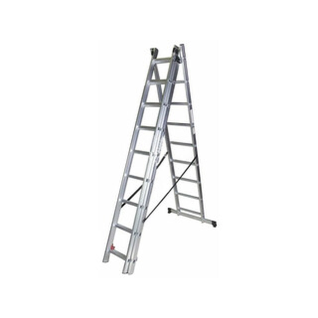 Bisonte driedelige multifunctionele ladder 3 x 9 graden | 5,89 m | Aluminium