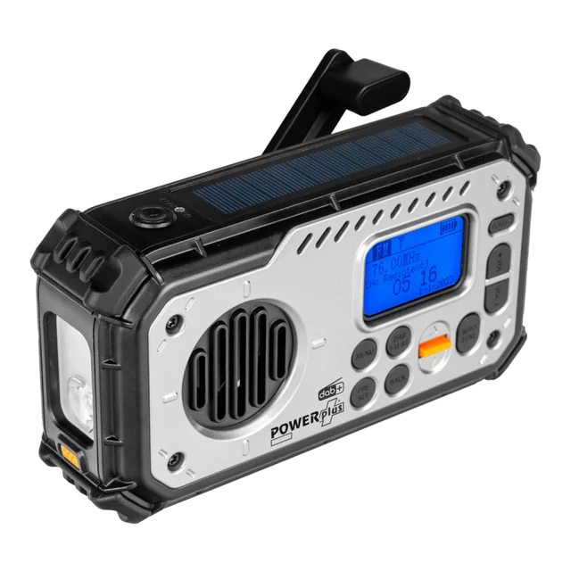 Bisonte POWERplus | Radio solar DAB+/FM + głośnik + powerbank + latarka + zegar + alarma