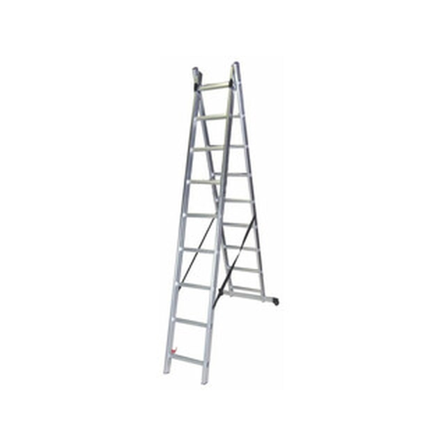 Bisonte tweedelige multifunctionele ladder 2 x 9 graden | 4,25 m | Aluminium